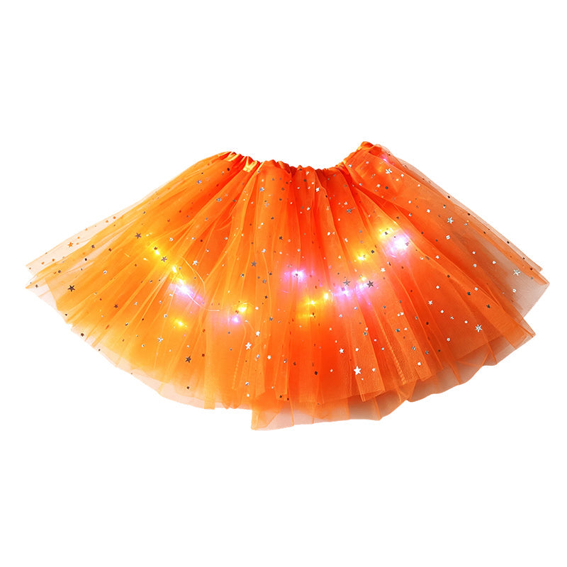 Falda tutú de lentejuelas con luces LED, falda de princesa de malla con estrellas para niñas y adultas