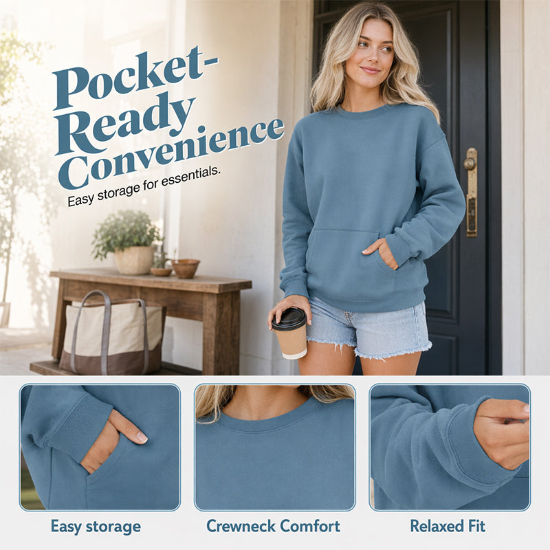 Sweat-shirt décontracté oversize pour femme à col rond, douillet, spacieux et parfait pour les journées décontractées