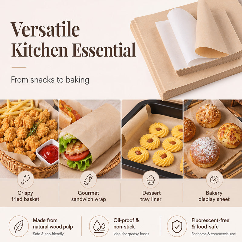 Food-Grade Greaseproof Paper Sheets for Baking and Fried Food
