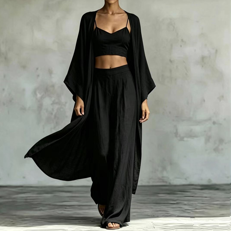 Women's Loose 3-Piece Cardigan Pants Set