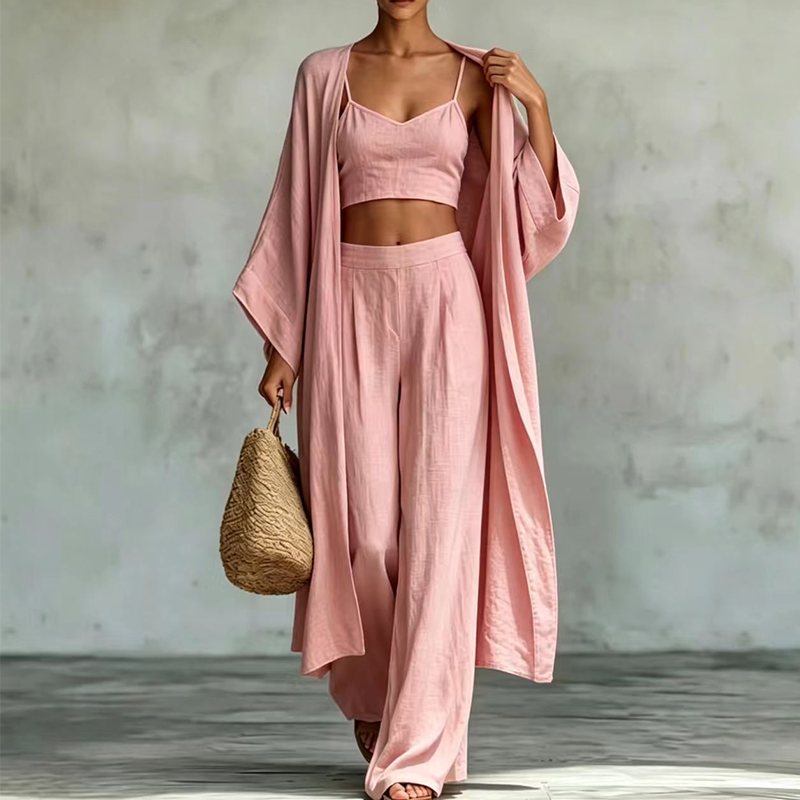 Women's Loose 3-Piece Cardigan Pants Set