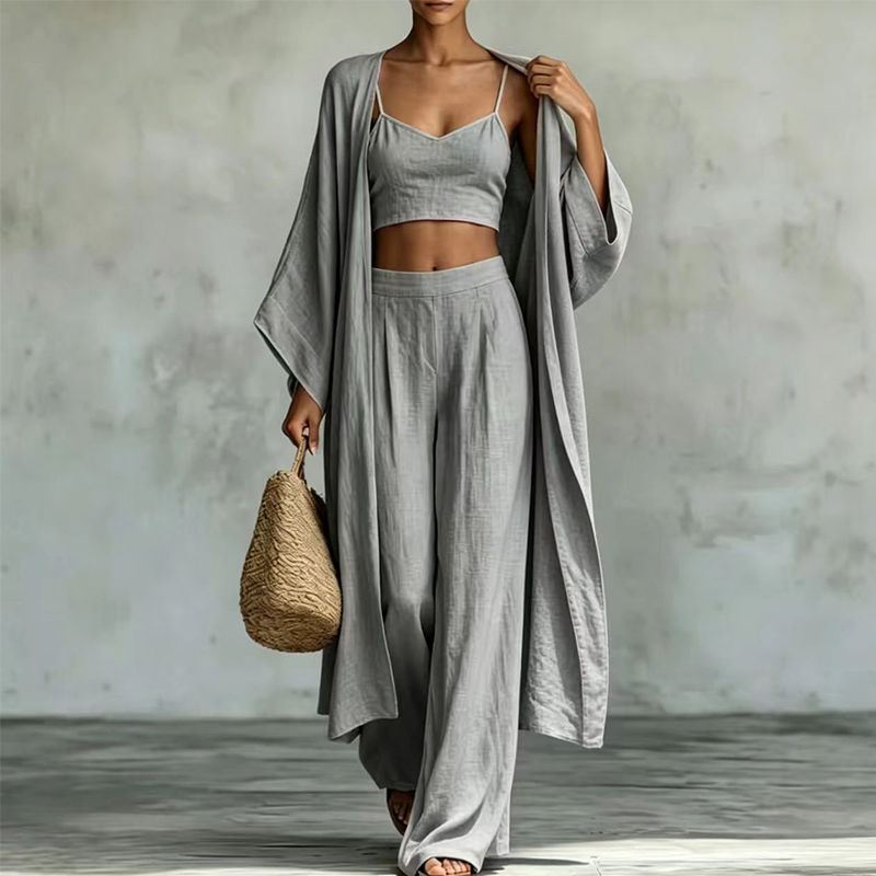 Women's Loose 3-Piece Cardigan Pants Set