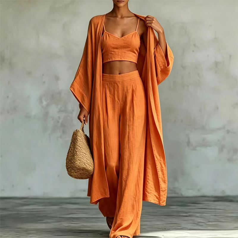 Women's Loose 3-Piece Cardigan Pants Set