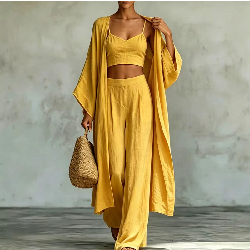 Women's Loose 3-Piece Cardigan Pants Set