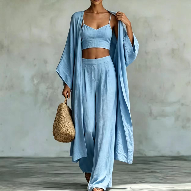 Women's Loose 3-Piece Cardigan Pants Set