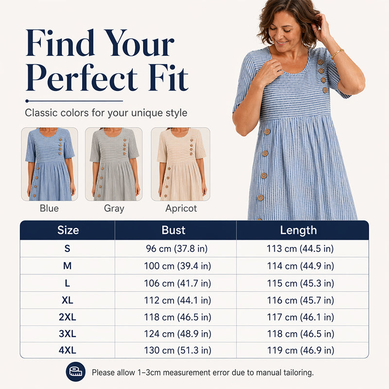 Abito casual da donna a righe con vestibilità comoda