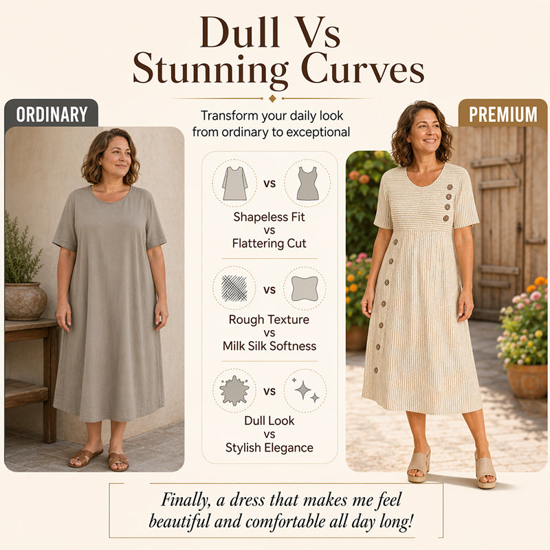 Abito casual da donna a righe con vestibilità comoda