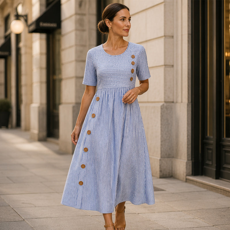 Abito casual da donna a righe con vestibilità comoda