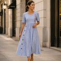 Abito casual da donna a righe con vestibilità comoda