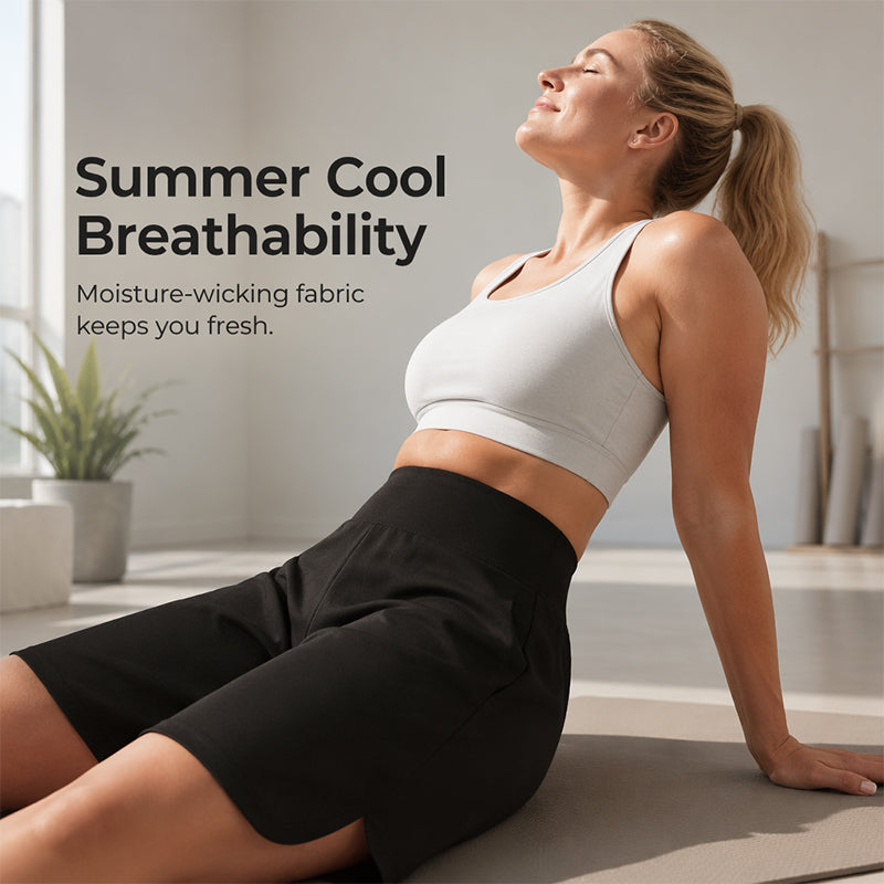 Short décontracté à jambes larges et longueur genoux pour femme
