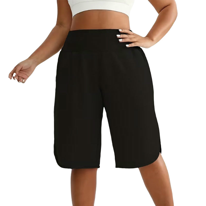 Short décontracté à jambes larges et longueur genoux pour femme