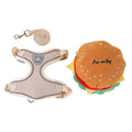 Schattig hamburger-harnas en riemset voor huisdieren met minirugzak