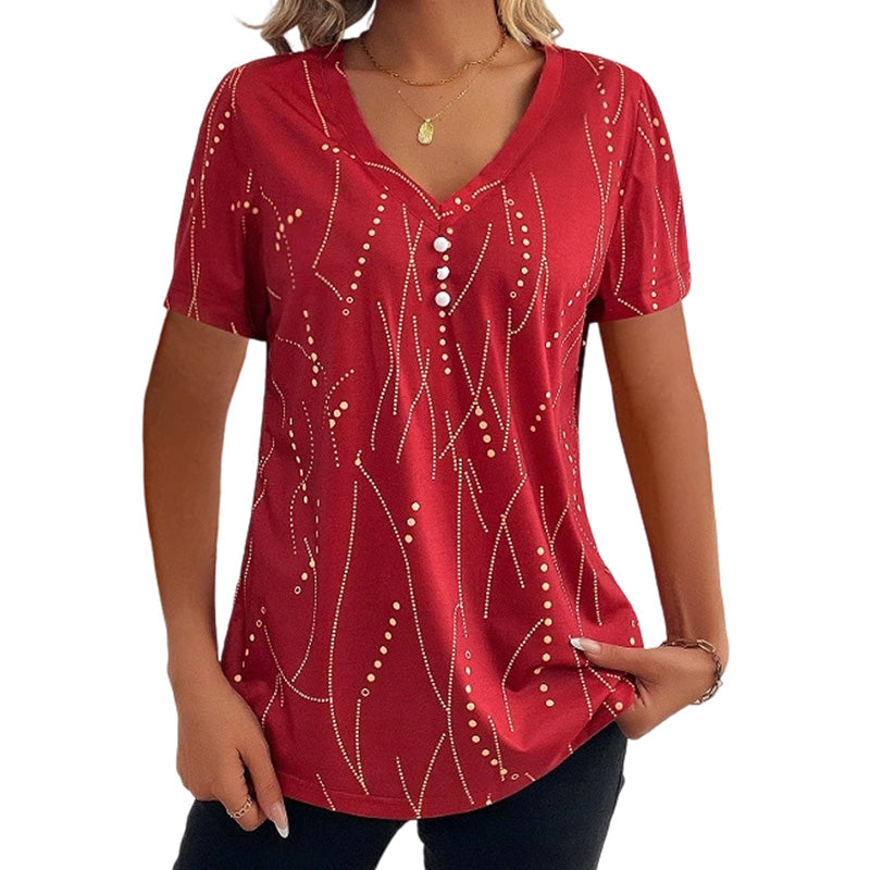 Top elegante da donna con stampa e scollo a V