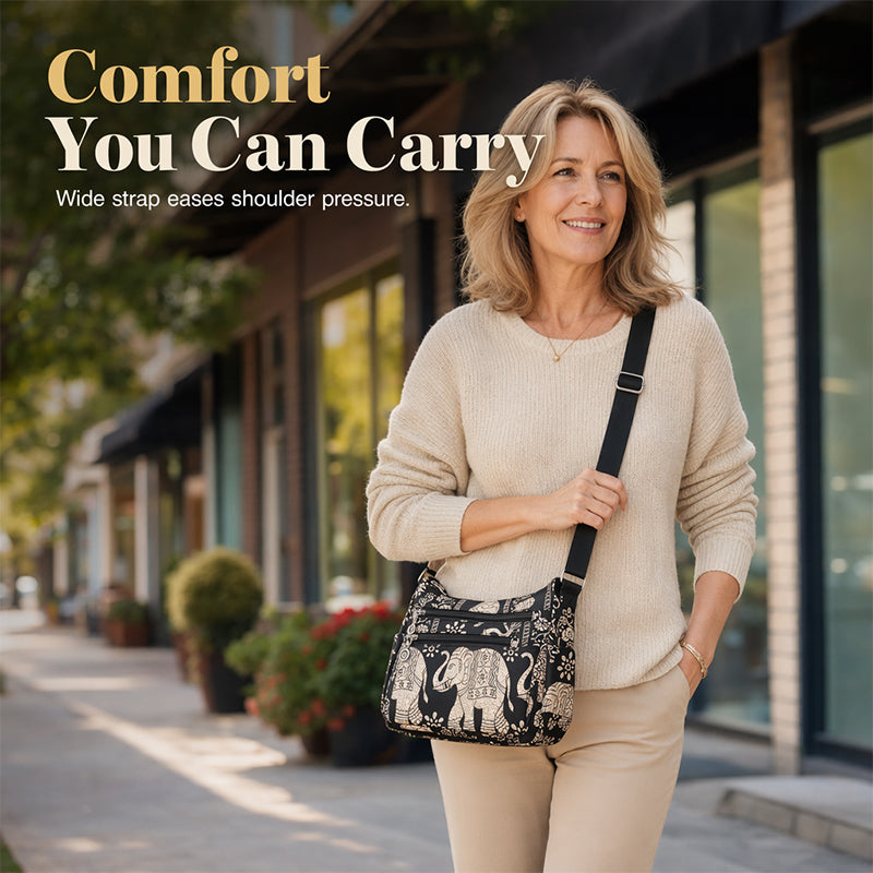 Borsa messenger da viaggio elegante da donna in nylon ¨C capiente, leggera ed elegante.