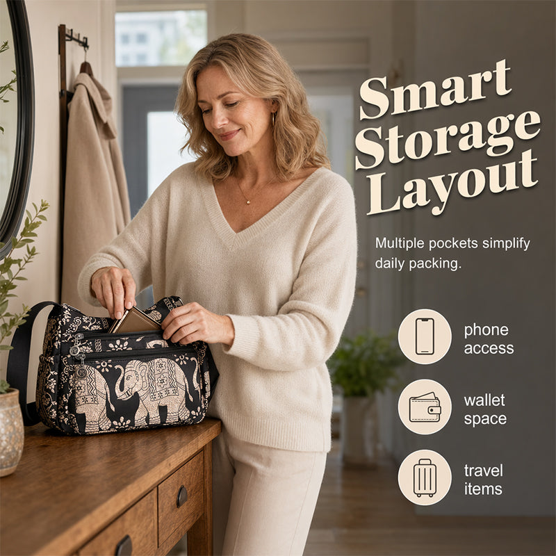 Borsa messenger da viaggio elegante da donna in nylon ¨C capiente, leggera ed elegante.