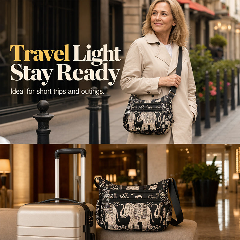 Borsa messenger da viaggio elegante da donna in nylon ¨C capiente, leggera ed elegante.