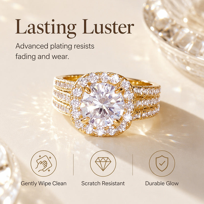 Halo-ring voor dames met kubieke zirkonia