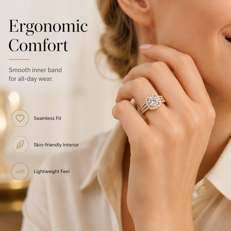 Halo-ring voor dames met kubieke zirkonia