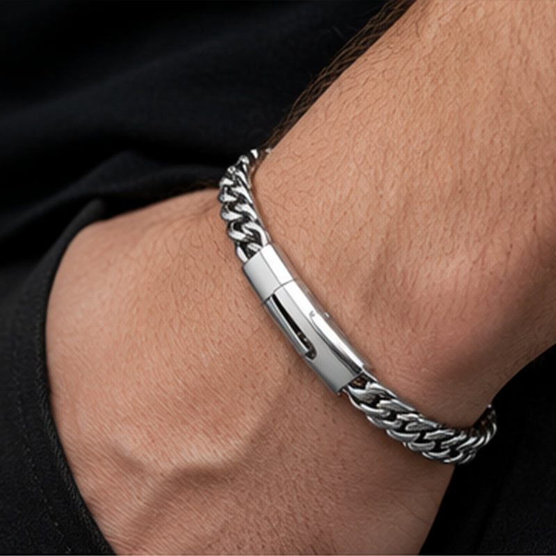 Minimalistische hiphop-kettingarmband van titaniumstaal voor heren