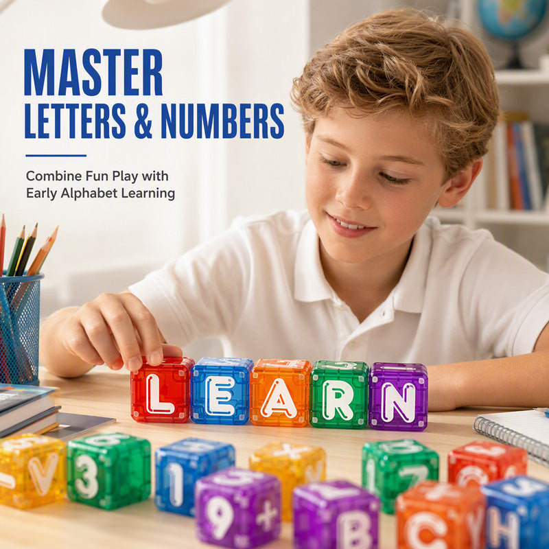 Magnetic Alphabet & Number Blocks ¨C 40-Piece Educational Building Set