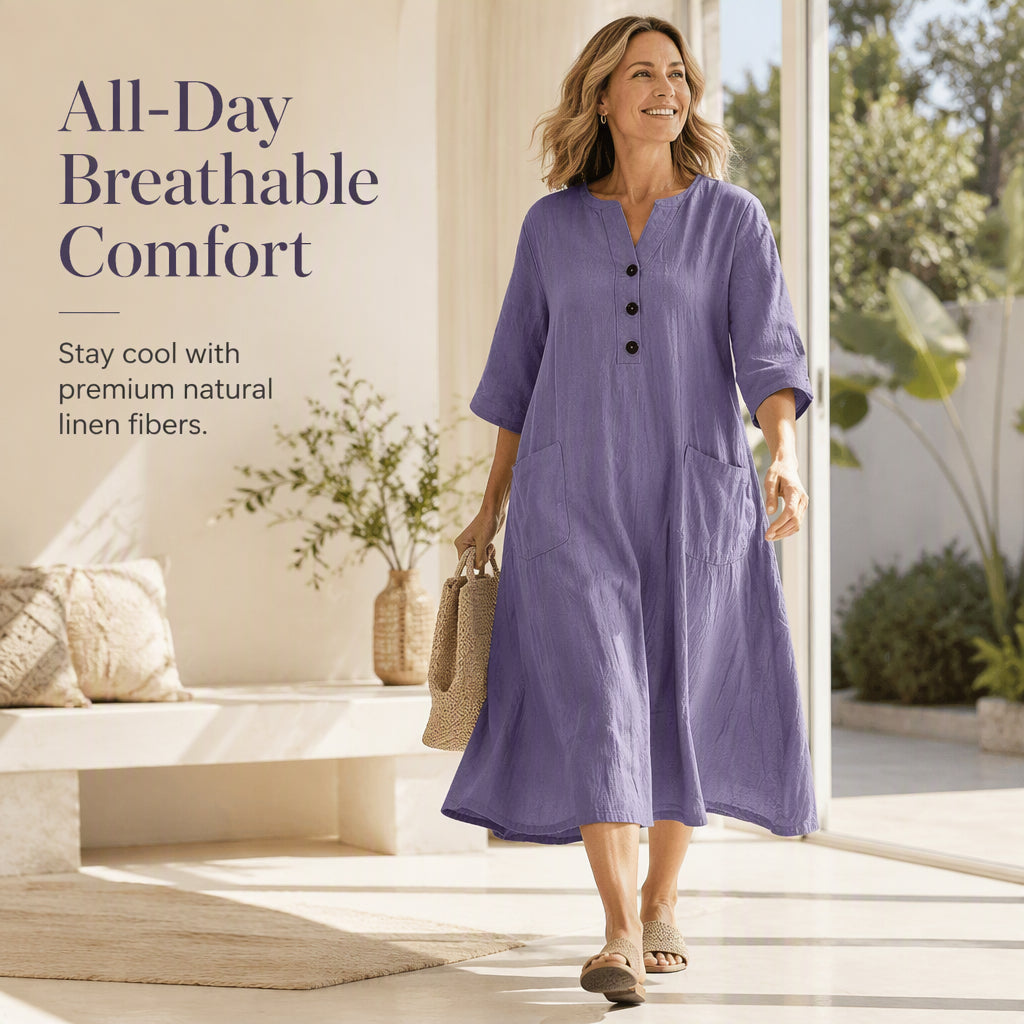 Women¡¯s Oversized A-Line Midi Dress with Pockets
