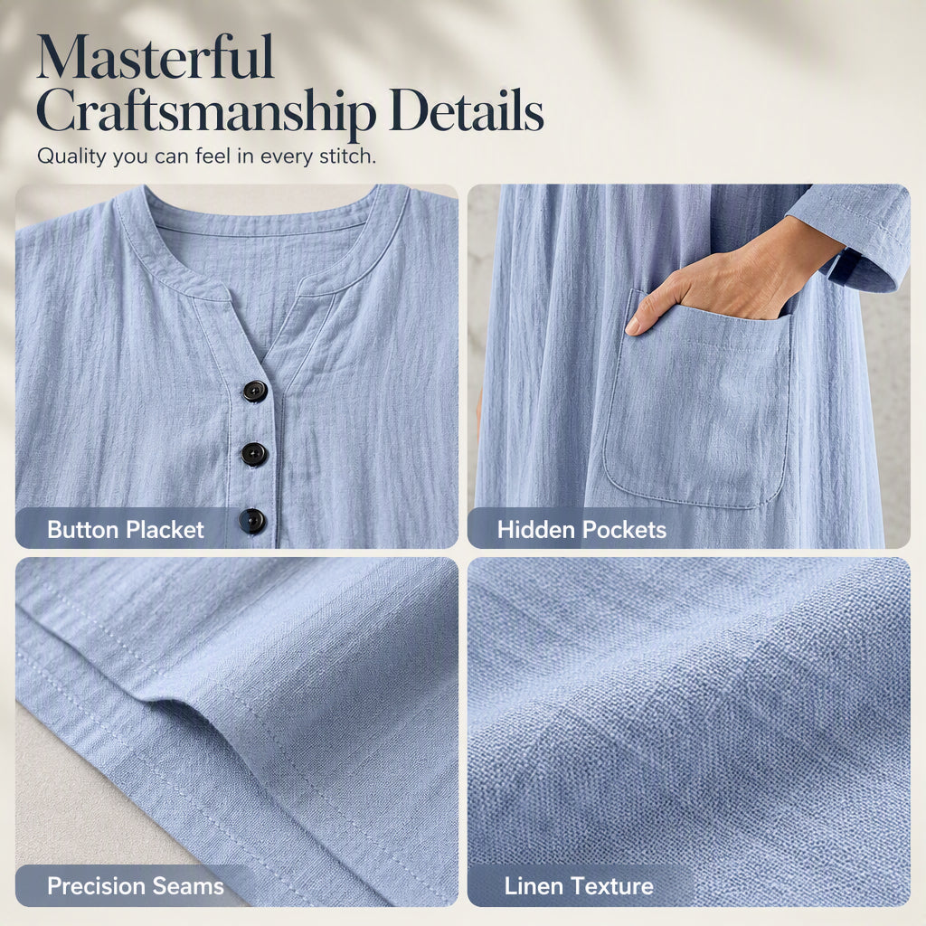 Women¡¯s Oversized A-Line Midi Dress with Pockets