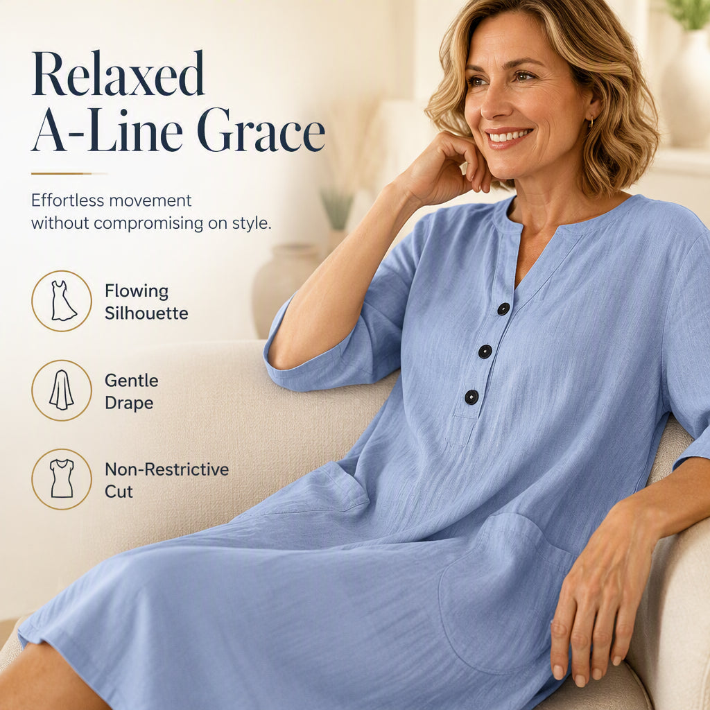 Women¡¯s Oversized A-Line Midi Dress with Pockets