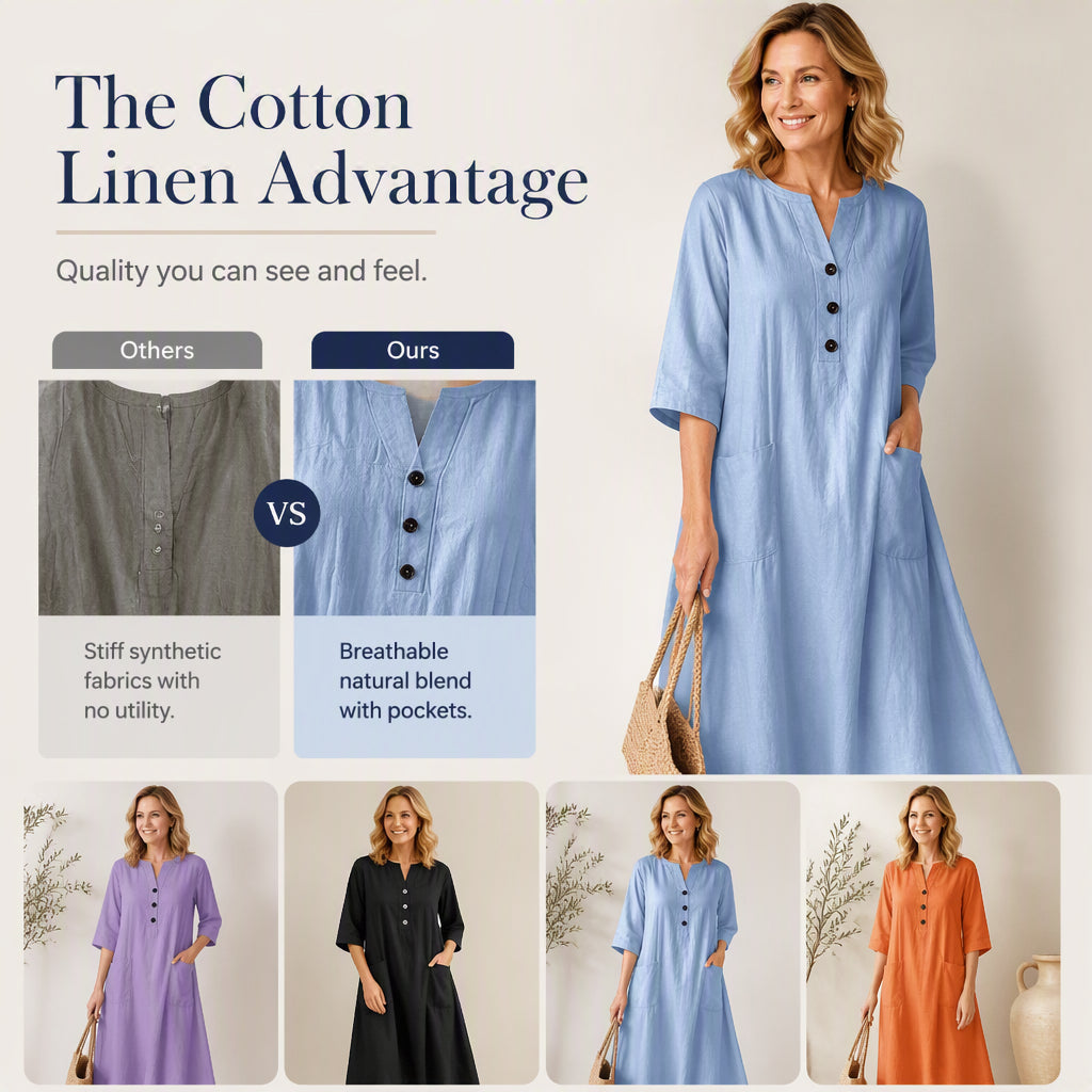Women¡¯s Oversized A-Line Midi Dress with Pockets