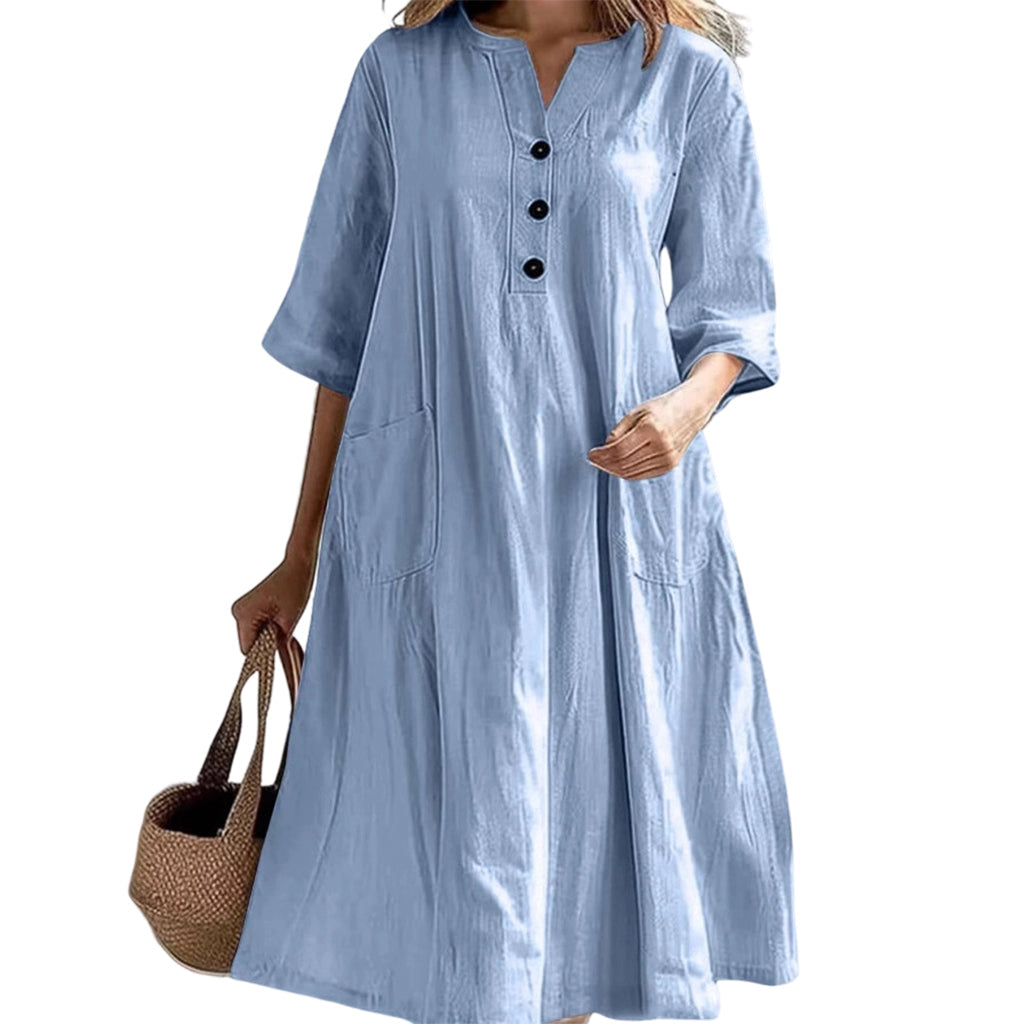 Women¡¯s Oversized A-Line Midi Dress with Pockets