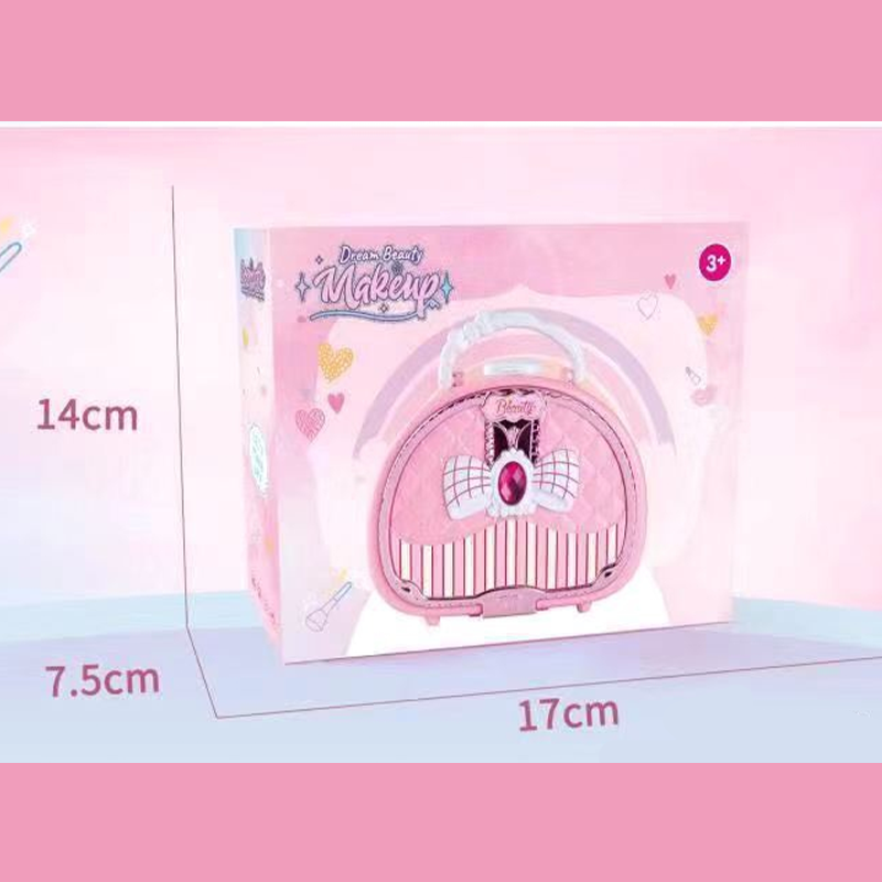 Set di trucchi giocattolo lavabili per bambini con borsetta rosa portatile