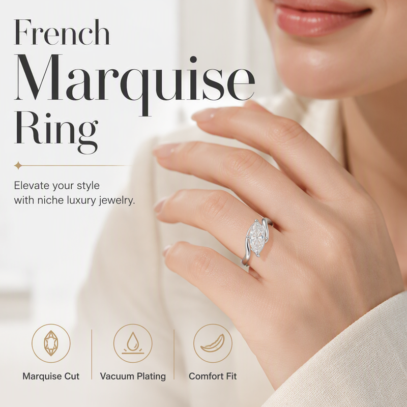 Anello radiante con taglio marquise