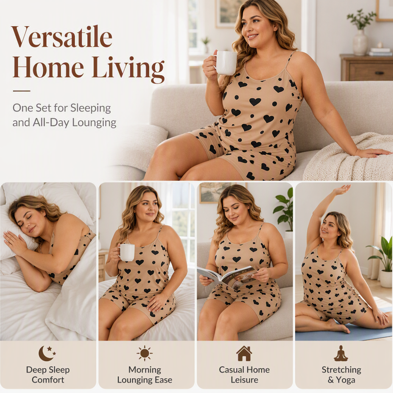 Ensemble de pyjama grande taille pour femme avec débardeur et short