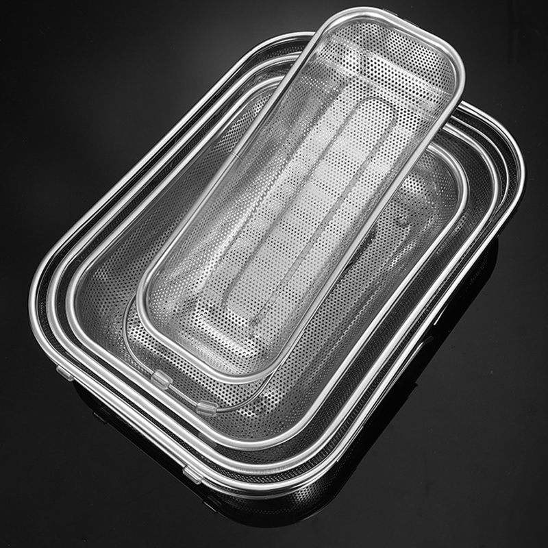 Stainless Steel Telescopic Drainer Basket ¨C Adjustable Fit, Multi-Functional Draining & Space-Saving Hanging Design