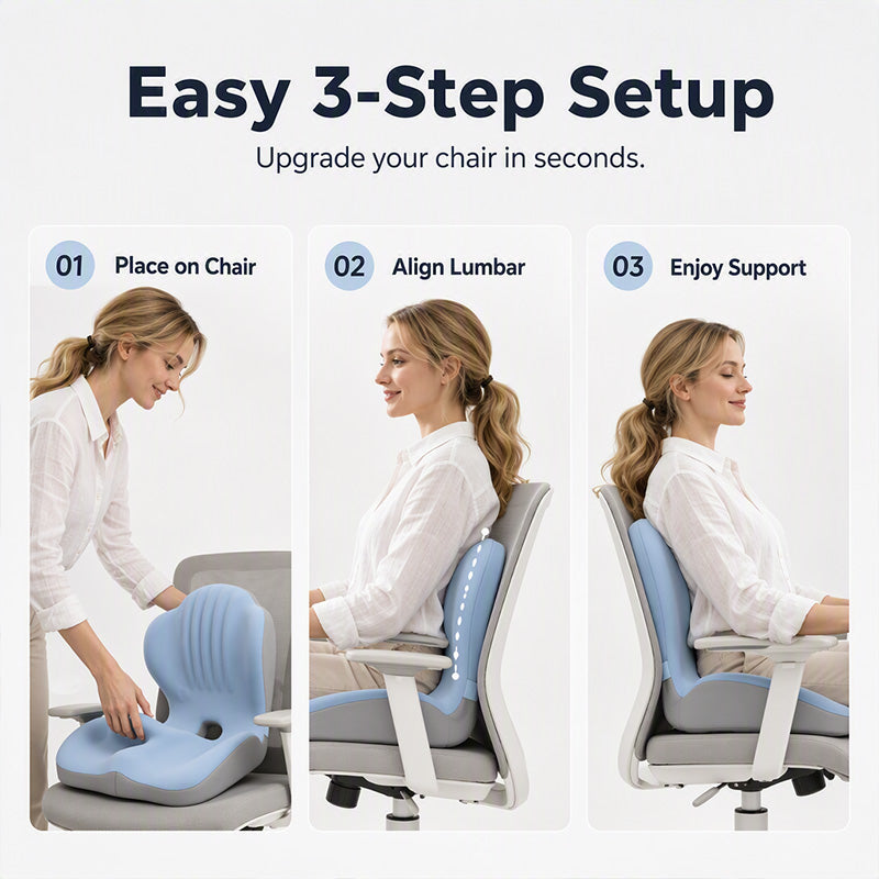 Cuscino integrato in memory foam per seduta e zona lombare | comfort per molte ore alla scrivania