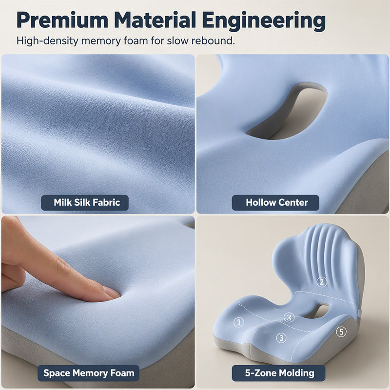 Cuscino integrato in memory foam per seduta e zona lombare | comfort per molte ore alla scrivania