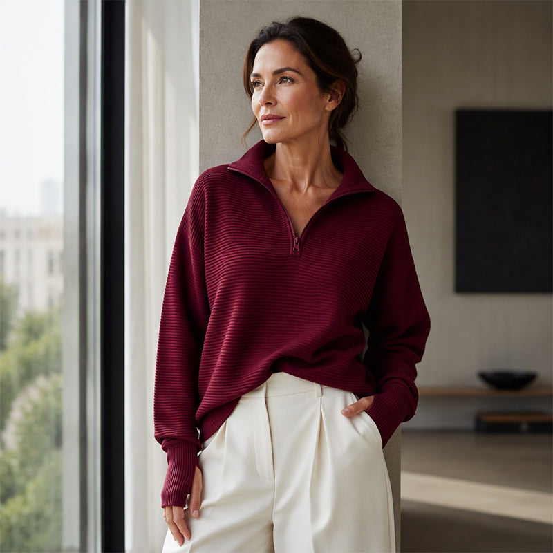 Maglione da donna con chiusura a un quarto