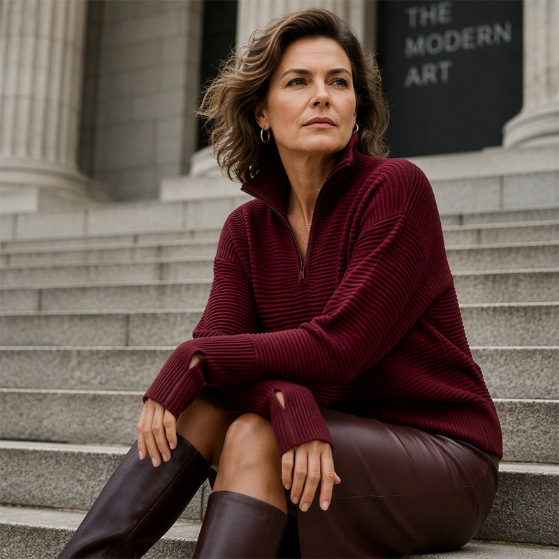 Maglione da donna con chiusura a un quarto