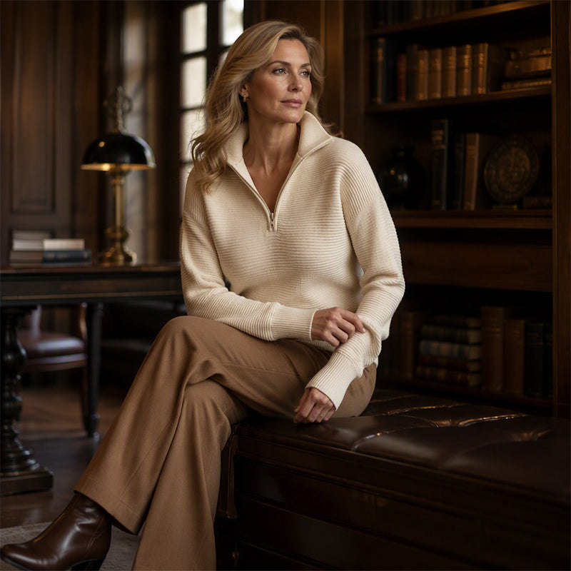 Maglione da donna con chiusura a un quarto