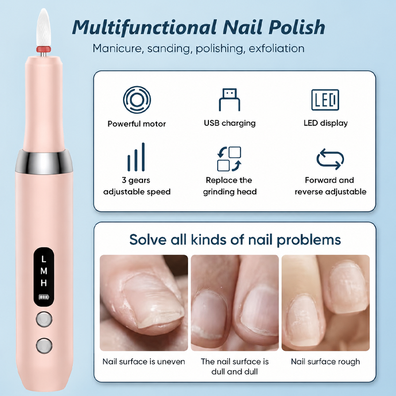 Draadloze elektrische nagelfrees met oplaadstation