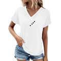T-shirt décontracté à manches courtes et col en V pour femmes