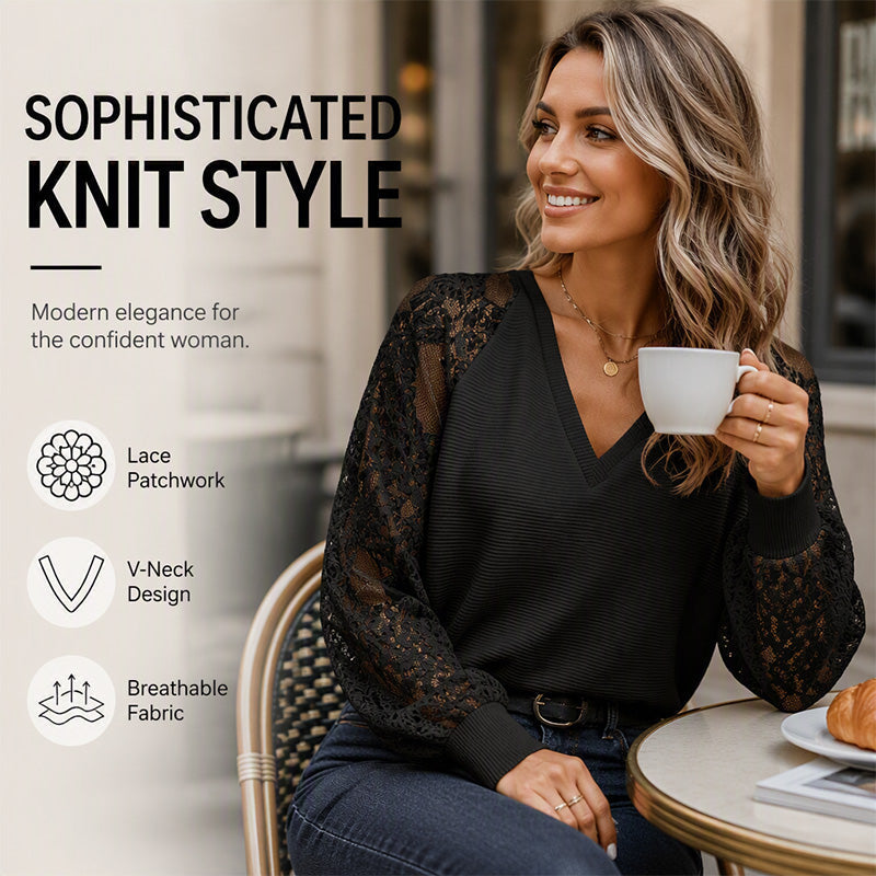 Pull en maille élégant à col en V pour femme