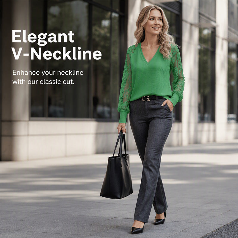 Pull en maille élégant à col en V pour femme