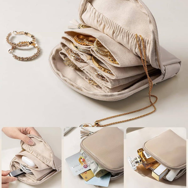 Mini sac à bijoux de voyage avec fermeture éclair ¨C compact, portable et parfait pour bagues, boucles d’oreilles et colliers