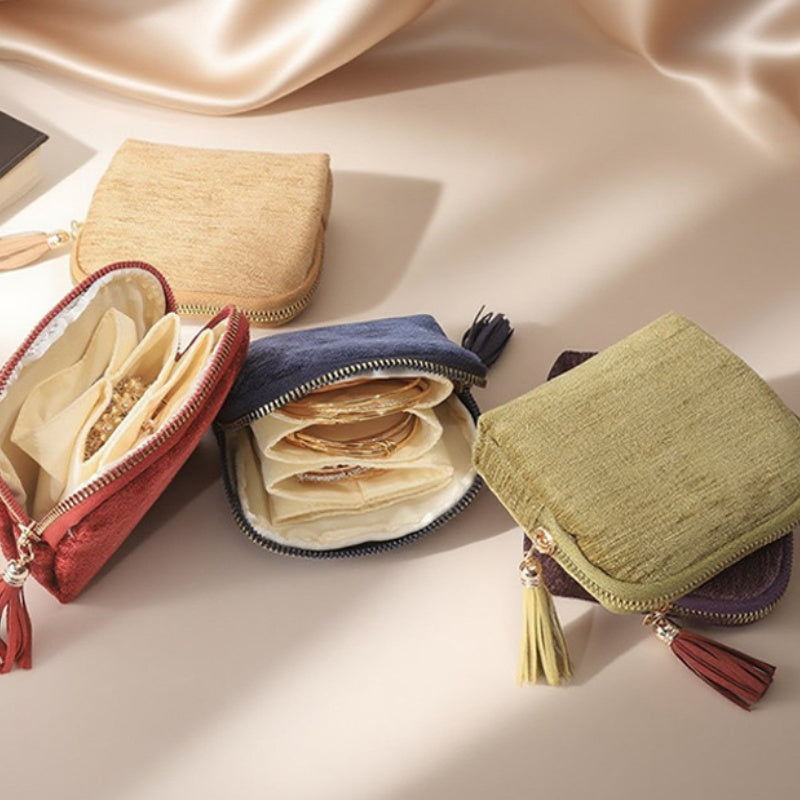 Mini sac à bijoux de voyage avec fermeture éclair ¨C compact, portable et parfait pour bagues, boucles d’oreilles et colliers