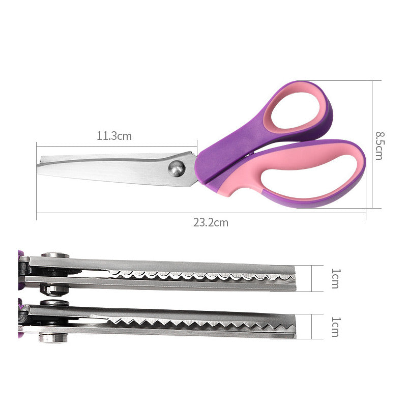 Tijeras dentadas multiusos para cortar tela en zigzag ¨C mango ergonómico y acero resistente al óxido