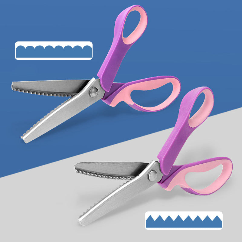 Tijeras dentadas multiusos para cortar tela en zigzag ¨C mango ergonómico y acero resistente al óxido