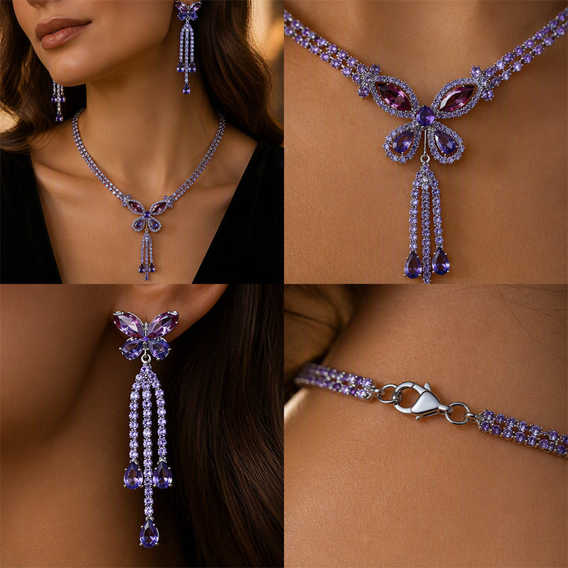 Elegante set di collana e orecchini a farfalla