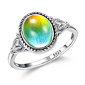 Anello dell'umore vintage ovale che cambia colore in base alla temperatura, con dettagli a cuore, gratuito