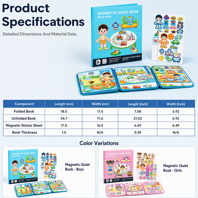 Libro de actividades silencioso magnético plegable con escenas de rompecabezas, juguete educativo temprano para niños y niñas