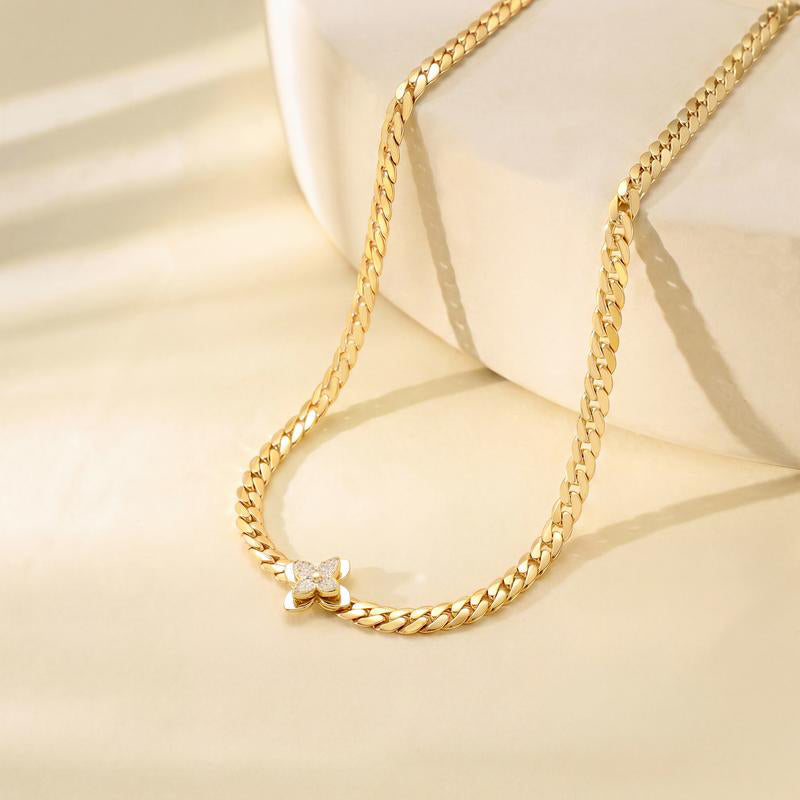 Bijou pendentif élégant en forme de fleur en acier inoxydable